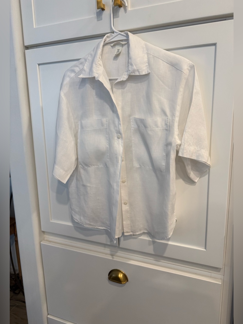 H&M white 100% Linen button down shirt XS